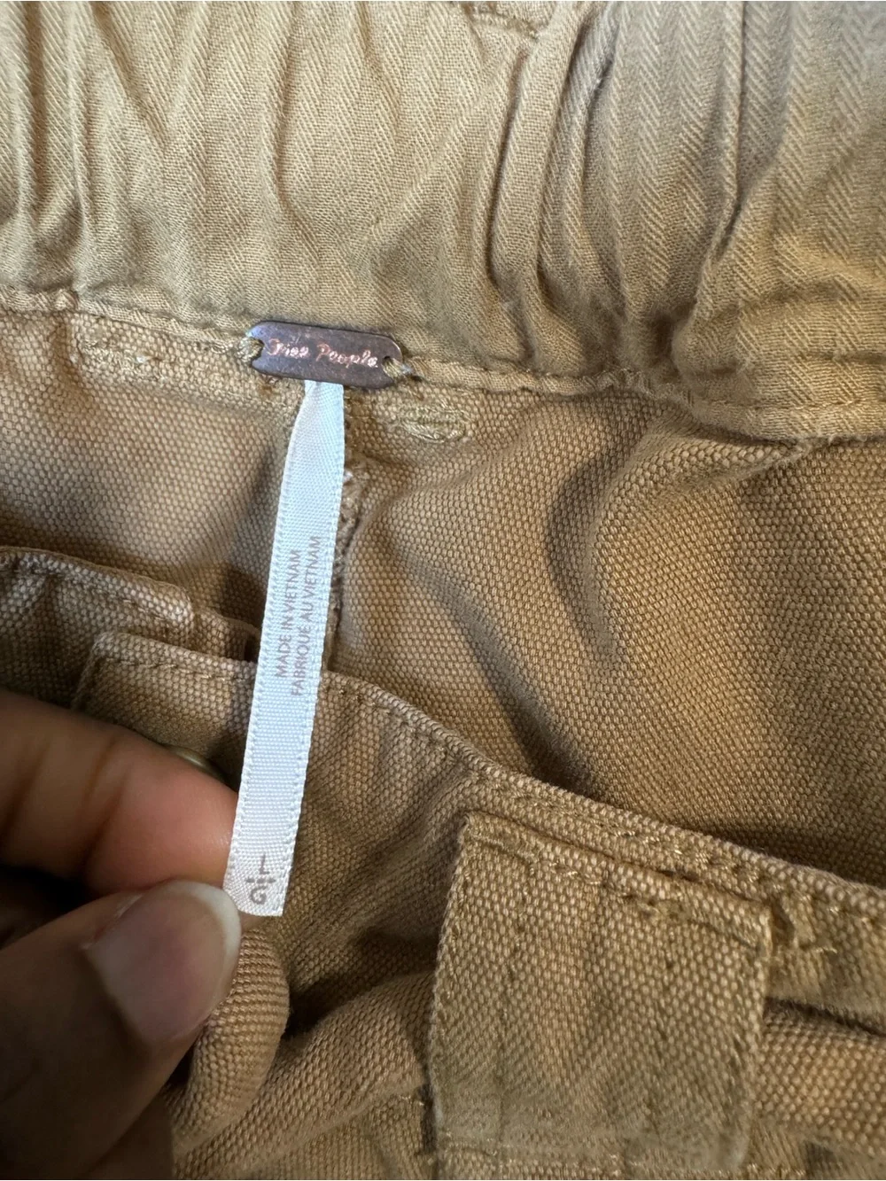 Free People Cropped Drawstring Utility Pants in Camel